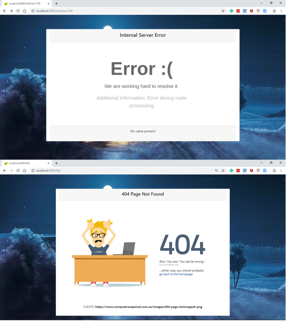 Error pages